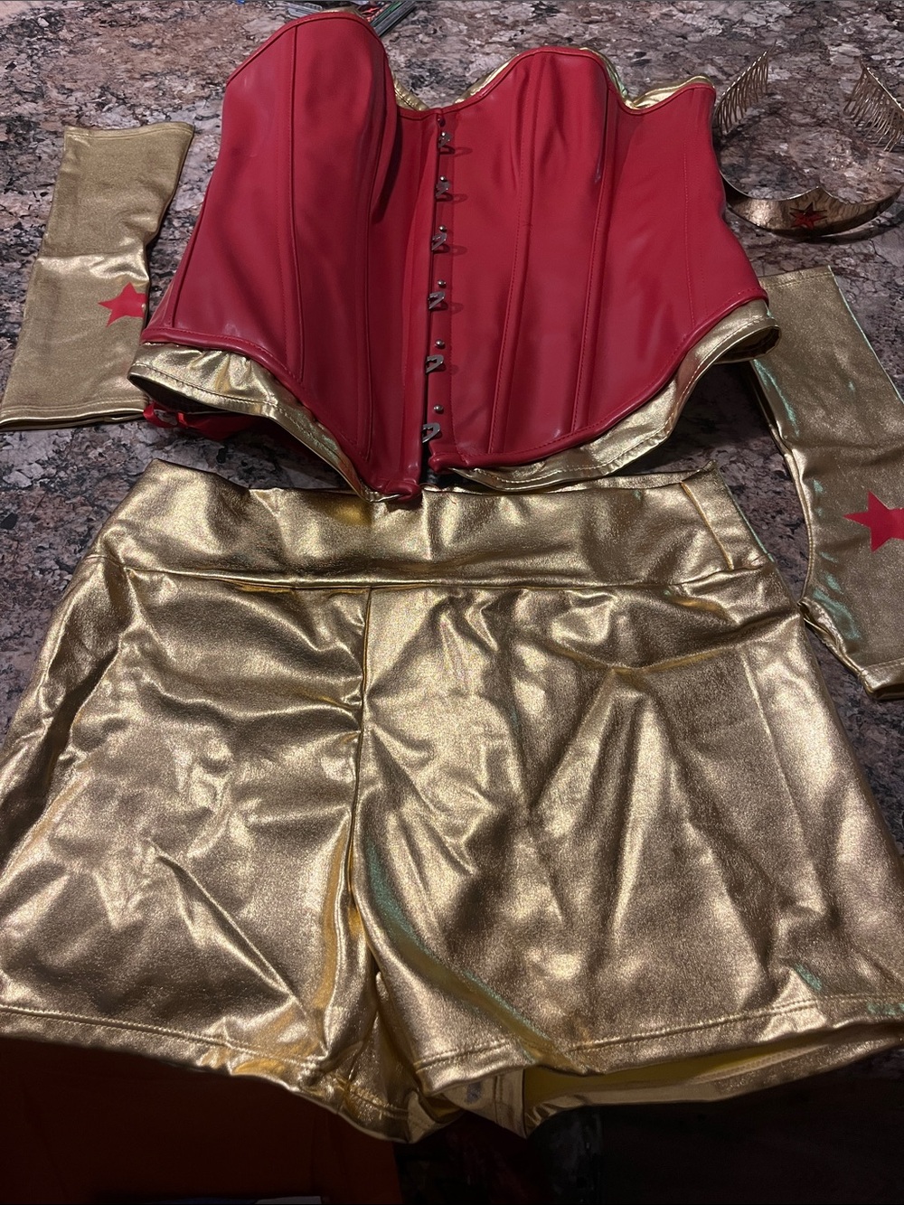 Women’s red and Gold Superhero Costume Set